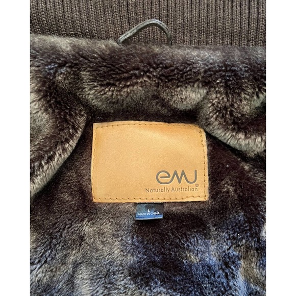 EMU Australian Sheepskin Leather Ladies Vest Dark Brown Fur trim Size Large - Picture 4 of 5